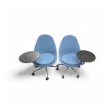 2 Blue Keilhauer Reversable ArmTablet Chairs