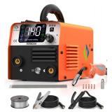 HITBOX 140A Mig Welder Machine 110v 3 in 1 Flux Core Welding/Lift TIG/Stick Gasless Wire Upgraded Handheld Welder Gun Welding Kit High-End Chip with IGBT Inverter LED Display