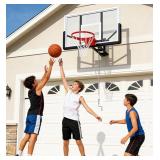 54.5" Wall Mounted Basketball Hoop ，Shatterproof PC Backboard Basketball Goal with Adjustable Height for Garage, Indoor & Outdoor Use