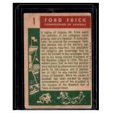 1959 Topps Ford Frick #1 1st Card In Set Vintage Baseball Card