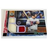 Joe Mauer /199Triple Relic 2022 Topps Tribute #TTR-JM Numbered 031/199 Minnesota Twins Baseball Card