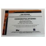 Joe Mauer /199Triple Relic 2022 Topps Tribute #TTR-JM Numbered 031/199 Minnesota Twins Baseball Card