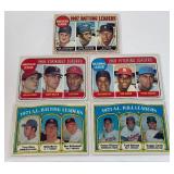 5 Vintage Leaders Card Lot 1968, 1969, 1973 - Yaz, Robinson, Kaline, Gibson, Marichal, Jenkins, Oliva, Killebrew