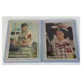 1957 Topps 2 Card Vintage Baseball Lot - Adcock and Burdette