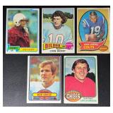 5-Card Vintage Star QB NFL Football Card Lot (Unitas, Dawson, Griese)