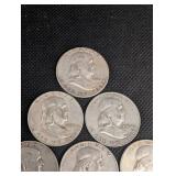 Lot Of 10 90% Silver Franklin Half Dollars