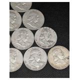 Lot Of 10 90% Silver Franklin Half Dollars