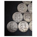 Lot Of 10 90% Silver Franklin Half Dollars