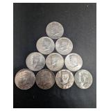 Lot Of 10 90% Silver Kennedy Half Dollars