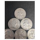 Lot Of 10 90% Silver Franklin Half Dollars