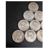 Lot Of 10 90% 1964 Silver Kennedy Half Dollars