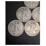Walking Liberty Half Dollars - 6 Silver 50-Cent Coins, 1928-1945 Range