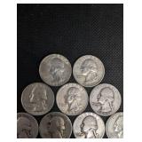 Lot Of 20 90% Silver Washington Quarters- Various Dates