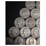 Lot Of 20 90% Silver Washington Quarters- Various Dates