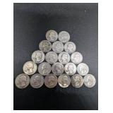 Lot Of 20 90% Silver Washington Quarters- Various Dates