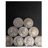 Lot Of 20 90% Silver Washington Quarters- Various Dates