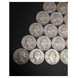 Lot Of 20 90% Silver Washington Quarters- Various Dates