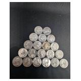 Lot Of 20 90% Silver Washington Quarters- Various Dates