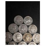 Lot Of 20 90% Silver Washington Quarters- Various Dates