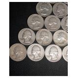 Lot Of 20 90% Silver Washington Quarters- Various Dates