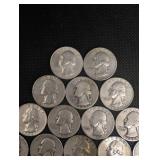 Lot Of 20 90% Silver Washington Quarters- Various Dates
