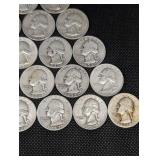 Lot Of 20 90% Silver Washington Quarters- Various Dates