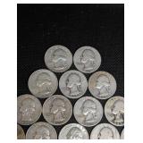 Lot Of 20 90% Silver Washington Quarters- Various Dates