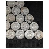 Lot Of 20 90% Silver Washington Quarters- Various Dates