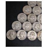 Lot Of 20 90% Silver Washington Quarters- Various Dates