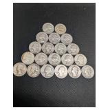 Lot Of 20 90% Silver Washington Quarters- Various Dates