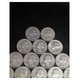Lot Of 20 90% Silver Washington Quarters- Various Dates