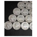 Lot Of 20 90% Silver Washington Quarters- Various Dates