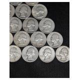 Lot Of 20 90% Silver Washington Quarters- Various Dates