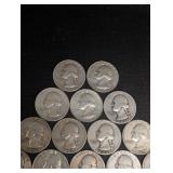 Lot Of 20 90% Silver Washington Quarters- Various Dates