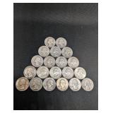 Lot Of 20 90% Silver Washington Quarters- Various Dates