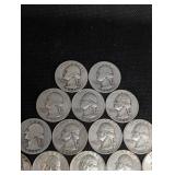 Lot Of 20 90% Silver Washington Quarters- Various Dates