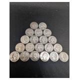 Lot Of 20 90% Silver Washington Quarters- Various Dates