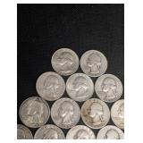 Lot Of 20 90% Silver Washington Quarters- Various Dates