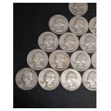 Lot Of 19 90% Silver Washington Quarters- Various Dates