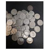 Lot Of 50 Roosevelt And Mercury Dimes 90% Silver