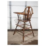 antique high chair with flip over tray