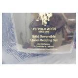 NWT U.S. POLO ASSN. Solid Reversible Queen Bedding Set. 1 Comforter & 2 Shams