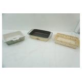 2 Stoneware Pans and one Club Pan