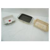 2 Stoneware Pans and one Club Pan