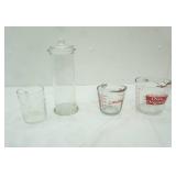 Anchor Hocking Liquid Measuring Cups, Covered Glass Apothecary Jar