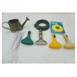 Sprinklers, Rain Gauge, small galvanized watering can