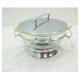 Vintage Fire King Clear Glass Round 2 qt Casserole in Chrome Server