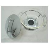 Vintage Fire King Clear Glass Round 2 qt Casserole in Chrome Server