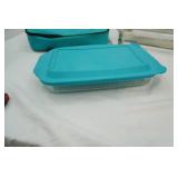 Anchor Hocking Pan w/Silver-Plated Serving Tray, Pyrex Pan w/lid and insulated carrier
