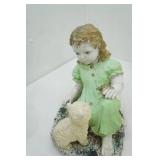 12" long by 11" tall Vintage Garden Statue Girl w/Kitten